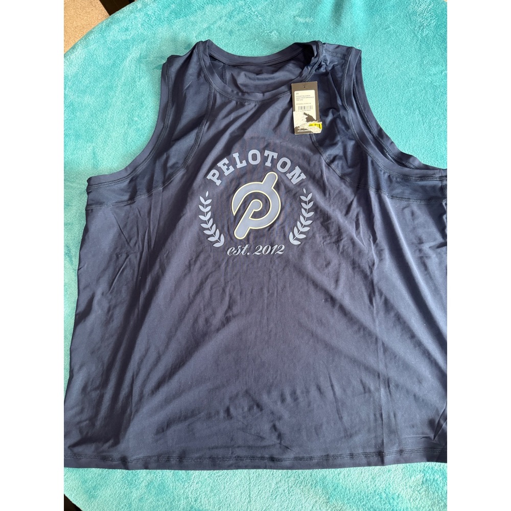 Peloton Essential Sport Muscle Tank Navy Blue Graphic Performance Top 3X NEW